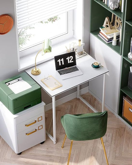 Coleshome 32 Inch Small Computer Desk, Modern Simple Style Desk for Home Office, Study Student Writing Desk, White - LeafyLoom
