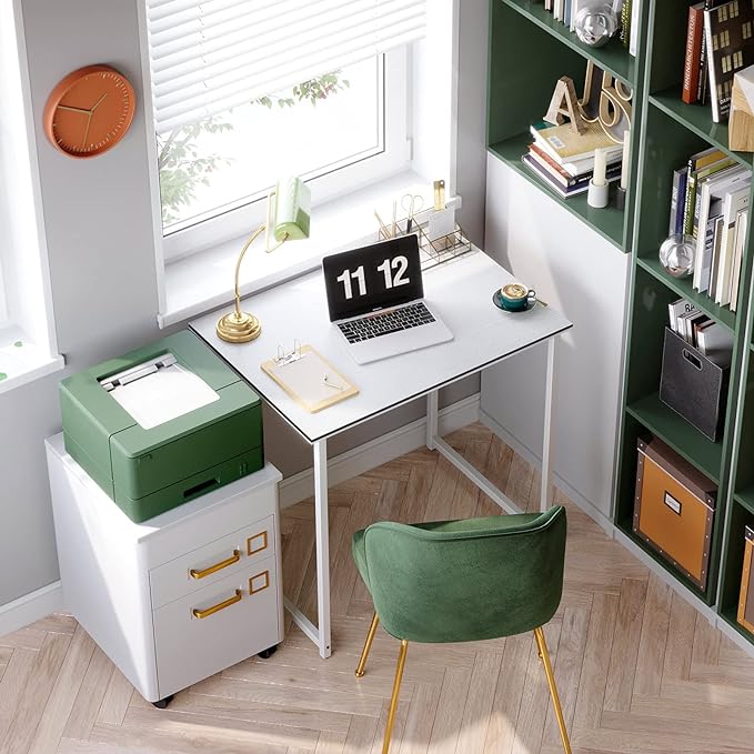 Coleshome 32 Inch Small Computer Desk, Modern Simple Style Desk for Home Office, Study Student Writing Desk, White - LeafyLoom
