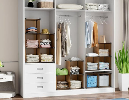 6-Cube Storage Organizer, Closet Organizer Storage Shelf Bookcase Bookshelf with Metal Hammer, Storage Cubes Organizer Cabinet for Kids, Closet, Bedroom, Bathroom, (11.8x11.8x11.8 inch) - LeafyLoom