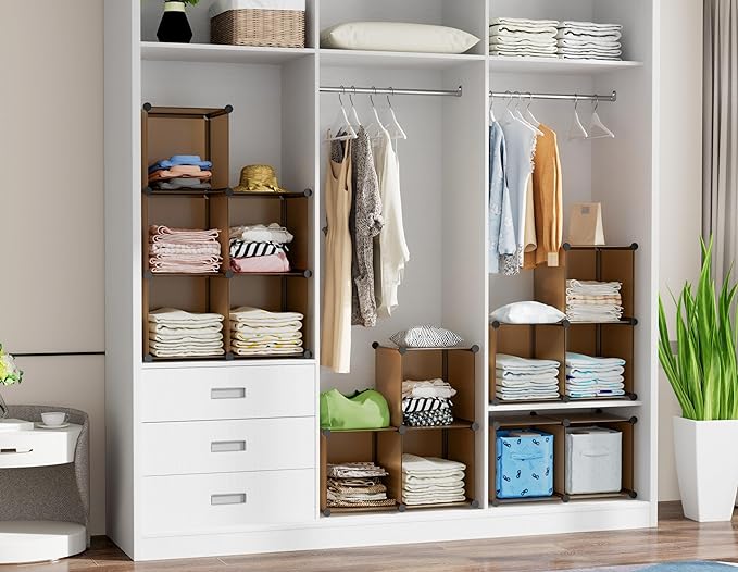 6-Cube Storage Organizer, Closet Organizer Storage Shelf Bookcase Bookshelf with Metal Hammer, Storage Cubes Organizer Cabinet for Kids, Closet, Bedroom, Bathroom, (11.8x11.8x11.8 inch) - LeafyLoom