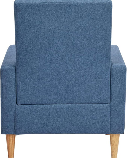 COLAMY Modern Upholstered Accent Chair Armchair with Pillow, Fabric Reading Living Room Side Chair,Single Sofa with Lounge Seat and Wood Legs, Blue - LeafyLoom