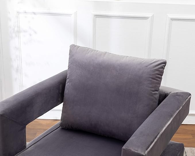 Roundhill Furniture Lenola Upholstered Accent Arm Chair, Gray 27.5D x 29.75W x 34.5H in - LeafyLoom