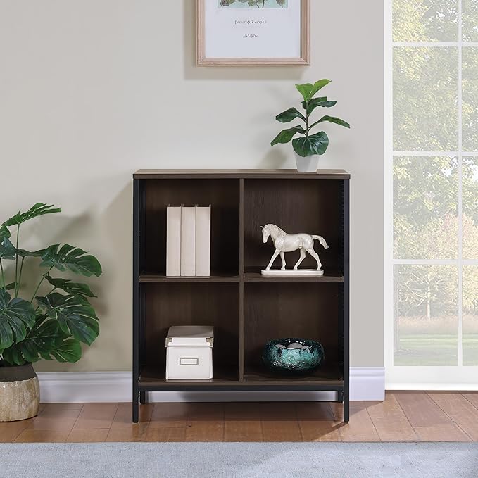 OSP Home Furnishings Ace Contemporary Modern Storage Cube Bookcase, 4 Cubes, Ozark Ash Finish - LeafyLoom