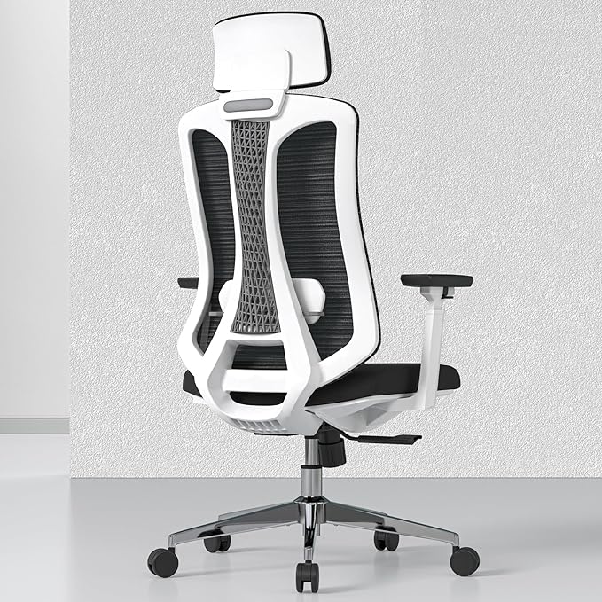 Ergonomic Mesh Office Chair, High Back Desk Chair with 3D Armrests, Adjustable Lumbar Cushion & Adjustable Headrest, Swivel Computer Task Chair with Tilt Function - LeafyLoom