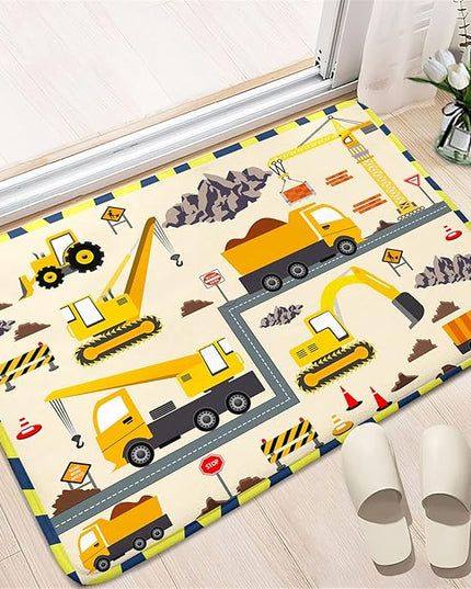Construction Play Mat Car Rug Play Mat Construction Rugs for Boys Room Car Rug for Boys Room Construction Decor for Boys Room Playroom Rug for Livingroom 2'×3' - LeafyLoom