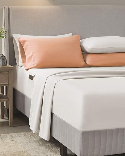 Comfort Spaces Bed in A Bag - Trendy Casual Design Cozy Comforter with Complete Sheet Set with Side Pocket, All Season Cover, Matching Shams, Full(80"x90"), Gloria, Damask Coral 9 Piece - LeafyLoom