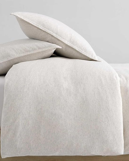 Calvin Klein - King Comforter Set, Luxuriously Soft Home Decor, Modern Cotton Melange Jersey Bedding (Ivory Grey Heather, King) - LeafyLoom