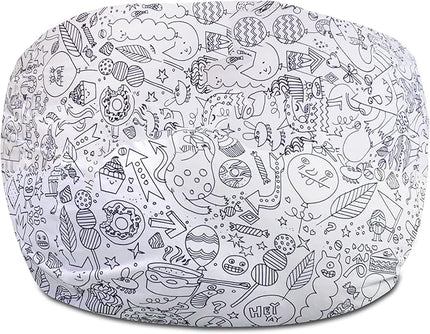 Posh Creations Structured Comfy Bean Bag Chair for Gaming, Reading, and Watching TV, 100in Round Classic Bean Bag, Canvas Coloring Fabric - Creatures - LeafyLoom