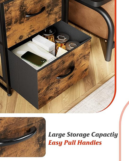 Nicehill Nightstand, Nightstand for Bedroom with Drawers, Small Dresser with Drawers, Bedside Table Bedside Furniture, Night Stand End Table with Storage Drawers for Bedroom, Rustic Brown - LeafyLoom