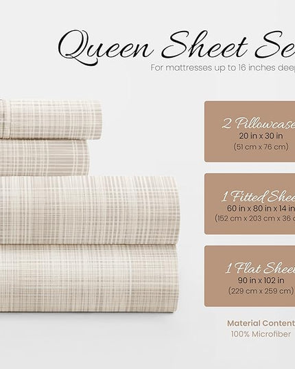 Linen Market 4 Piece Sheet Set Patterned, Queen, Thatch Ray - LeafyLoom