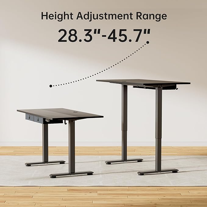 Standing Desk with 2 Drawers, Adjustable Height Electric Desk with Storage, 63 x 24 Inches Sit Stand Up Computer Table for Work Office Home, Black - LeafyLoom
