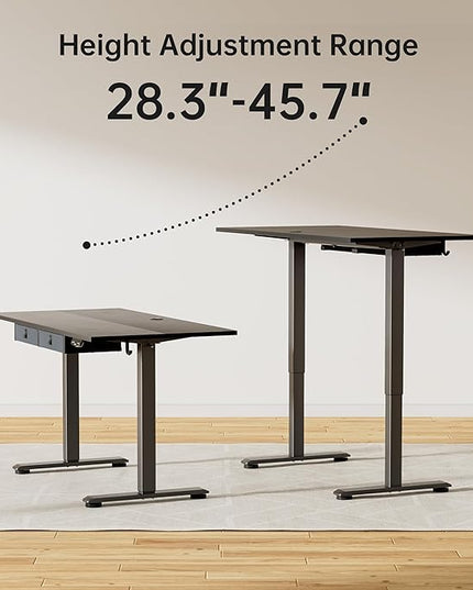 Standing Desk with 2 Drawers, Adjustable Height Electric Desk with Storage, 55 x 24 Inches Sit Stand Up Computer Table for Work Office Home, Black - LeafyLoom