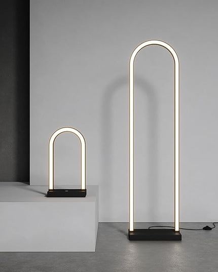 LUCĒ by Mercer Project Modern LED Arched Floor Lamp, Black - LeafyLoom