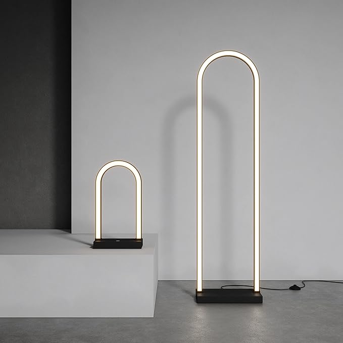 LUCĒ by Mercer Project Modern LED Arched Floor Lamp, Black - LeafyLoom
