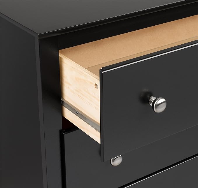 Prepac Sonoma Traditional Tall Nightstand Side Table with 3 Drawers, Functional Tall 3-Drawer Bedside Table 16" D x 23" W x 29" H, Black, BDC-2403 - LeafyLoom