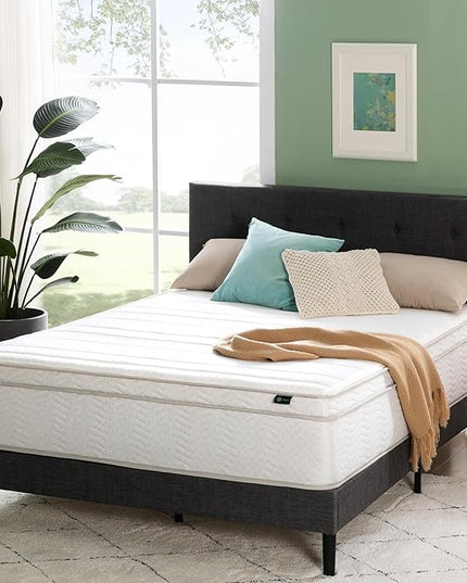 ZINUS 12 Inch Foam and Spring Hybrid Mattress [New Version], Full, Fiberglass free, Medium Firmness, Durable Support, Certified Safe Foams & Fabric, Mattress in A Box - LeafyLoom