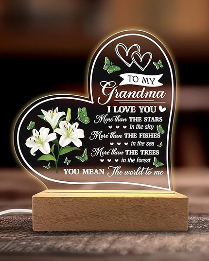 Acrylic Night Light - I Have Loved You My Whole Entire Life - Grandma Gifts from Grandkids - Rechargeable Lamp - LeafyLoom