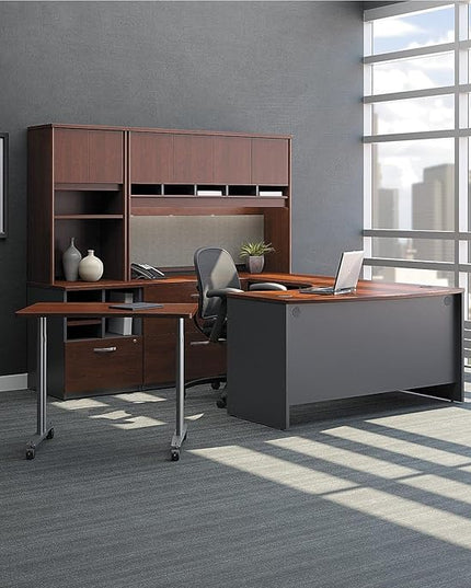 Bush Furniture BSHWC24424 Series C Collection 48W Return Bridge Hansen Cherry - LeafyLoom