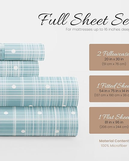 Linen Market 4 Piece Full Bedding Sheet Set (Aqua Polka) - Sleep Better Than Ever with These Ultra-Soft & Cooling Bed Sheets for Your Full Size Bed - Deep Pocket Fits 16" Mattress - LeafyLoom