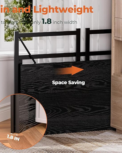 Folding Desk, Small Foldable Desk 39.4 Inch for Small Space, Computer Table Home Office Writing Desk with Storage Bag Headphone Hook, Easy Assembly, Black - LeafyLoom