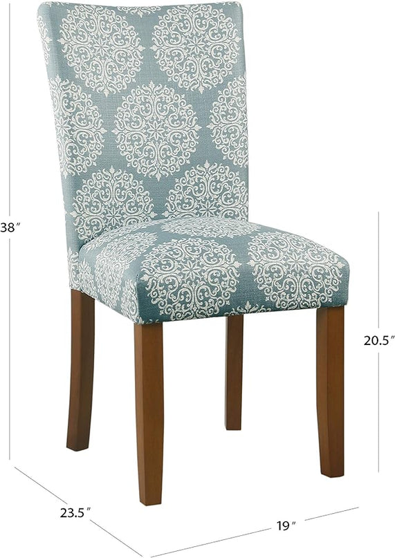 HomePop Parsons Classic Upholstered Accent Dining Chair,Set of 2, Blue and Cream Medallion - LeafyLoom