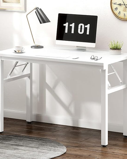 Need 39.4 inch Computer Desk for Small Space Small Folding Table Small Writing Desk Compact Desk Foldable Desk with BIFMA Certification, No Install Needed, White AC5-10060-DW - LeafyLoom