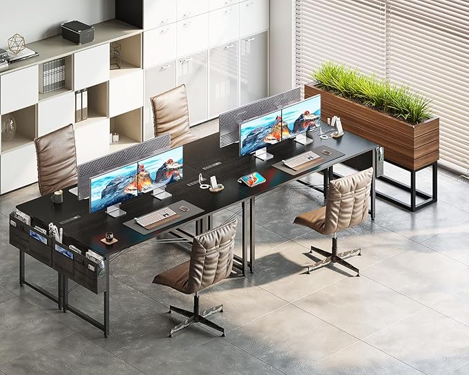AODK 63 inch Small Computer Desk with Power Outlet for Small Spaces Home Office Student Laptop PC Writing Desks with Storage Bag Headphone Hook, Black - LeafyLoom