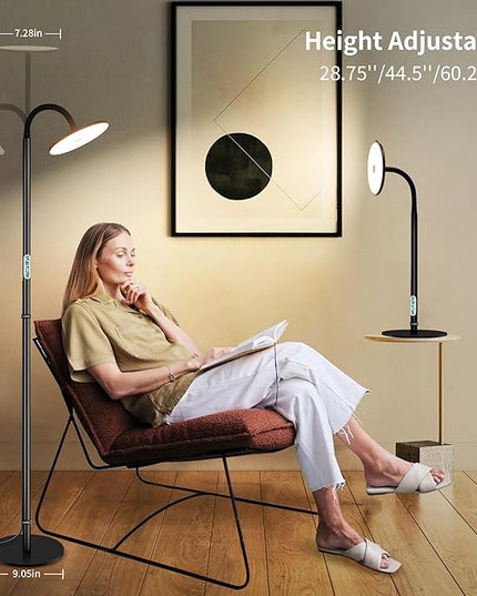 chiphy Floor Lamp, 60'' Bright Floor Lamp, 23W 2000LM Modern Floor Lamp, Dimmable 2300K-6500K Flexible Gooseneck with Remote Standing Lamp for Living Room Bedroom Office Reading Crafting Work Light - LeafyLoom