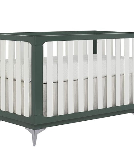 Sweetpea Baby Ultra Modern 4-in-1 Convertible Crib in Green in Olive, Greenguard Gold Certified , 58.5x30x47 Inch (Pack of 1) - LeafyLoom
