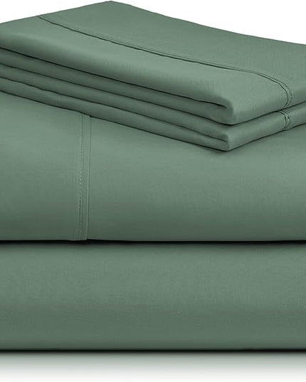 LuxClub Twin XL Sheets - Twin Bed Sheets for Boys and Girls, 4 PC Deep Pockets 18" Eco Friendly Wrinkle Free Kids Fitted Sheets Machine Washable Hotel Bedding Silky Soft - Tree Moss Green Twin XL - LeafyLoom