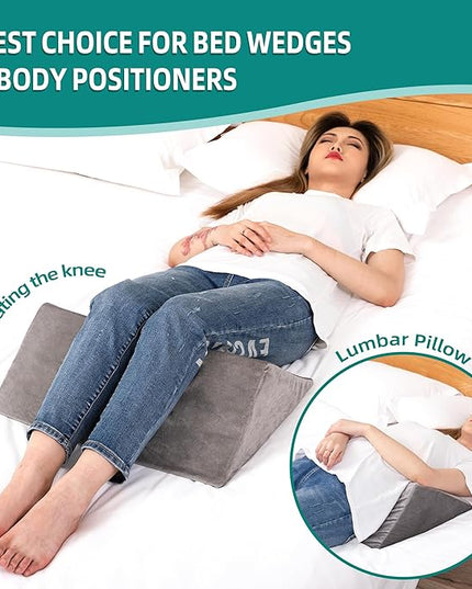 Bed Wedges & Body Positioners for Elderly and Adults (3 in 1), 40 Degree Triangle Wedges for Bed Positioning, Side Wedge Pillows for after Surgery, Bed Wedges for Bedsores, Wedges for Body - LeafyLoom