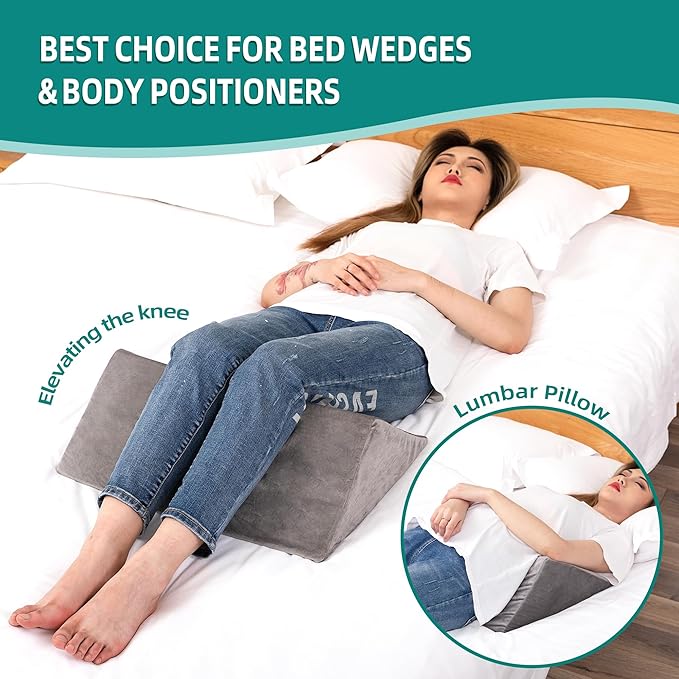 Bed Wedges & Body Positioners for Elderly and Adults (3 in 1), 40 Degree Triangle Wedges for Bed Positioning, Side Wedge Pillows for after Surgery, Bed Wedges for Bedsores, Wedges for Body - LeafyLoom