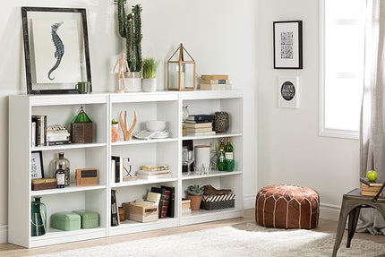 South Shore Axess 3-Shelf Bookcase, Pure White - LeafyLoom