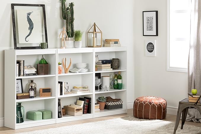 South Shore Axess 3-Shelf Bookcase, Pure White - LeafyLoom