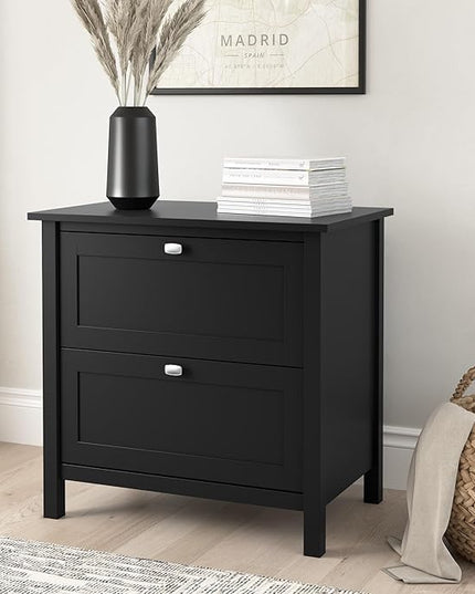 Bush Furniture Broadview 2 Drawer Lateral File Cabinet in Classic Black | Storage for Home Office Workspace - LeafyLoom