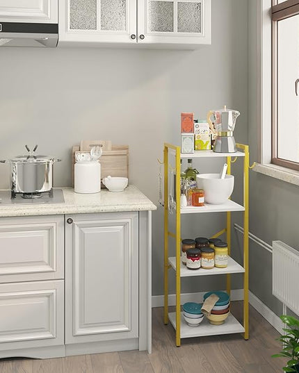 YMYNY Bookcase, 4-Tier Narrow Ladder Bookshelf, Freestanding Shelving Unit, Multifunctional Storage Rack, for Home Office Living Room Bedroom Kitchen, Plant Stand, White, 44 * 16.9 * 11.4" HBC004W - LeafyLoom