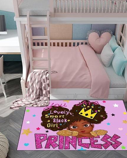 African American Black Girl Rugs for Bedroom African American Rugs for Girls Room Princess Room Decor for Girls Bedroom Decor for Teen Girls Living Room Floor Rugs, Purple, 2'×3' - LeafyLoom