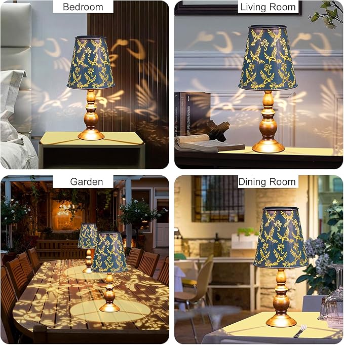 pearlstar Solar Table Lamps Bedside Lamps - Hummingbird Garden Waterproof Cordless Solar Table Lamps for Patio Garden Pathway Yard - LeafyLoom