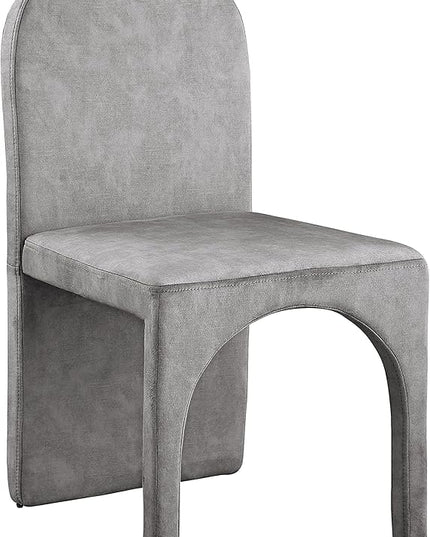 Meridian Furniture Summer Collection Modern | Contemporary Velvet Upholstered Dining Side Chair with Steel Frame, Set of 2, Grey - LeafyLoom