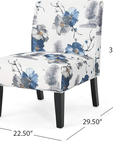 Christopher Knight Home Kendal Traditional Fabric Accent Chair, Print, Matte Black, 22.5D x 29.5W x 32H in - LeafyLoom