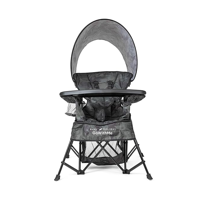 Baby Delight Go with Me Venture Portable Chair | Indoor and Outdoor | Sun Canopy | 3 Child Growth Stages | Carbon Camo - LeafyLoom