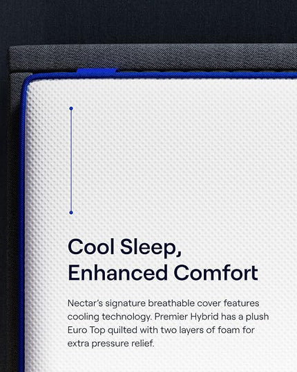 Nectar Premier Copper Cal King 14” Mattress with Bed Frame & Headboard - Grey - Medium Firm Gel Memory Foam - Triple Action Cooling - 365-Night Trial - Forever Warranty - Easy Assembly - 8” Legs - LeafyLoom