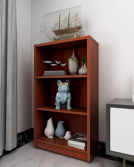 Sunon 3 Shelf Wood Bookcase Freestanding Display Shelf Adjustable Layers Bookshelf for Home Office Library Small Narrow Space (Cherry, 3-Layers) - LeafyLoom