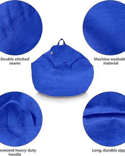 Bean Bag Stuffed Animal Storage Or Cover | No Filler | Extra Large | for Adults Or Kids | Double Stitched | Durable Zipper | Premium Microsuede - LeafyLoom