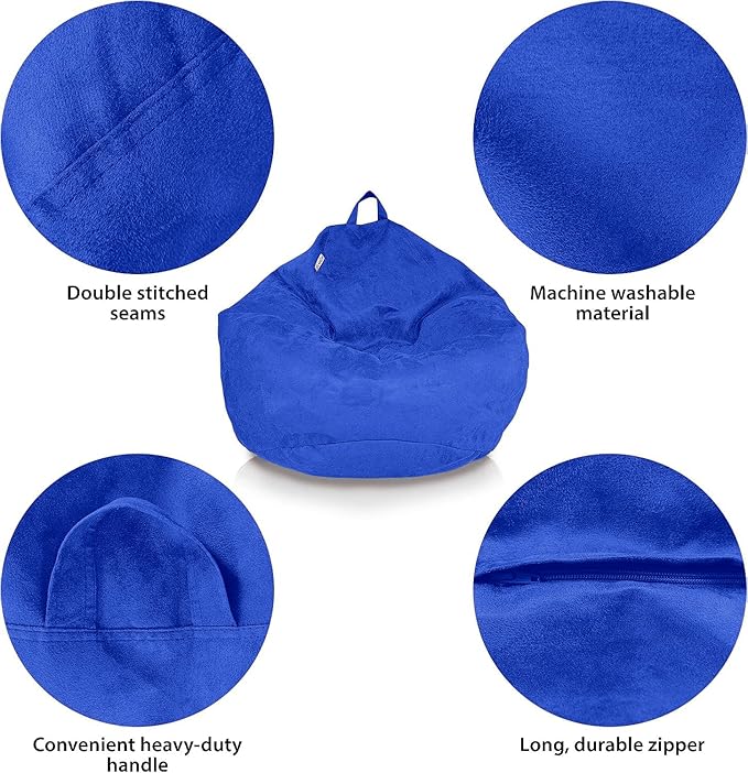 Bean Bag Stuffed Animal Storage Or Cover | No Filler | Extra Large | for Adults Or Kids | Double Stitched | Durable Zipper | Premium Microsuede - LeafyLoom