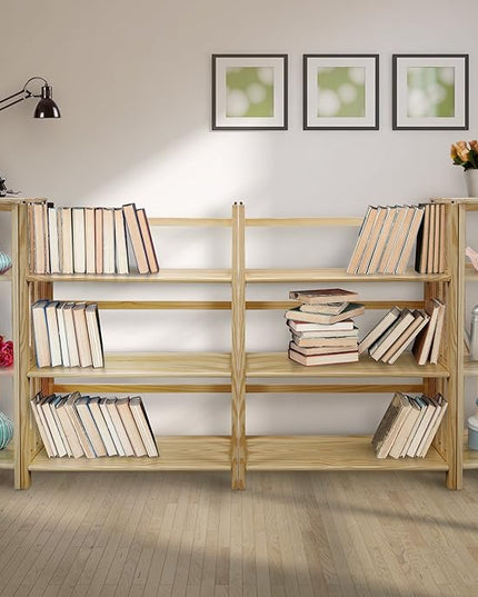 Casual Home 3-Shelf Folding Stackable Bookcase (27.5" Wide)-Walnut - LeafyLoom