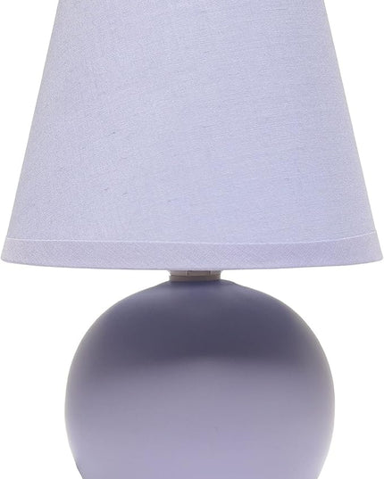 Simple Designs LT2008-PRP Mini Ceramic Globe Table Lamp with Matching Fabric Shade, Purple - LeafyLoom