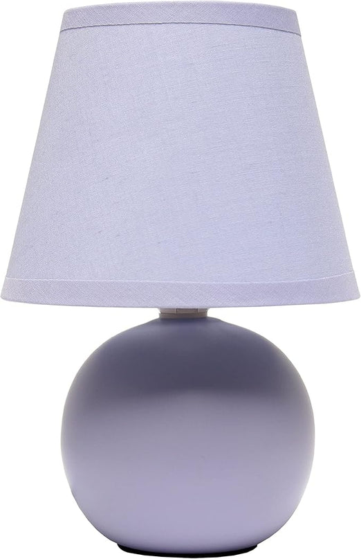 Simple Designs LT2008-PRP Mini Ceramic Globe Table Lamp with Matching Fabric Shade, Purple - LeafyLoom