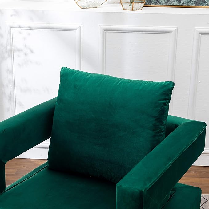 Roundhill Furniture Lenola Upholstered Accent Arm Chair, Green 27.5D x 29.75W x 34.5H in - LeafyLoom