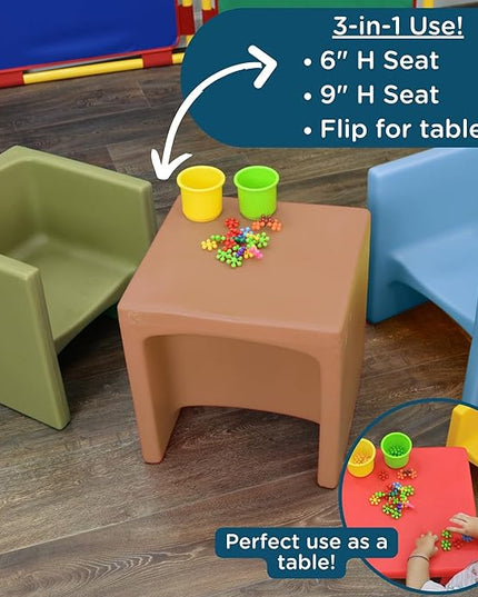 Children's Factory Woodland Set of 4 Cube Chairs - LeafyLoom